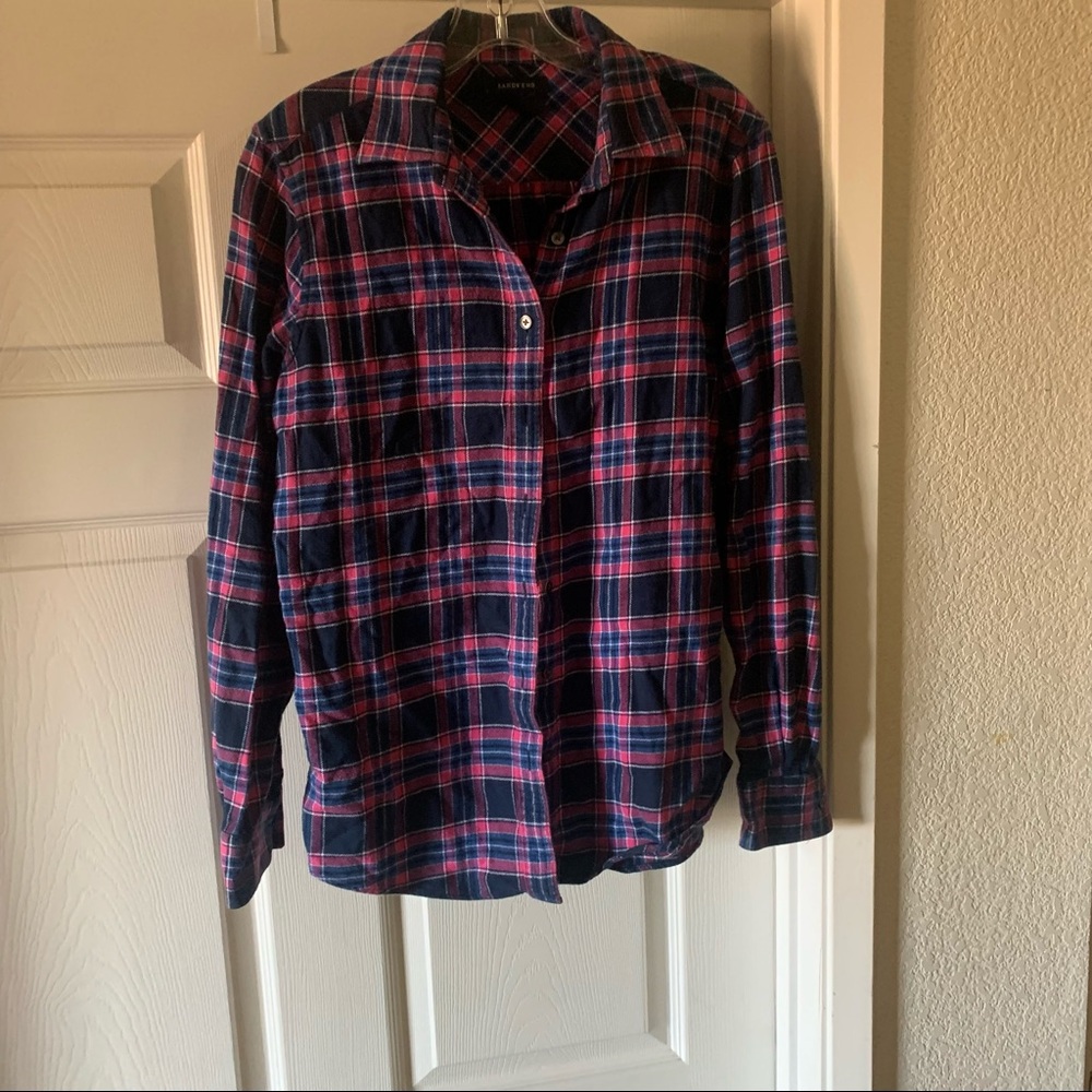 Lands end blue and pink flannel